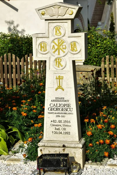 Croix Marbre Est Monument Funéraire Symbole Orthodoxe Mort Résurrection Étant — Photo