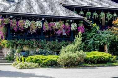 Yazın şehrin güzel ahşap evi.