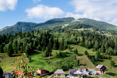 Yaz manzaralı dağ köyü