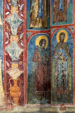 Antik manastırın antik kilisesindeki kutsal mezarlığın mozaiği.