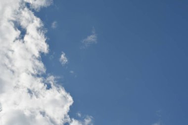 Mavi gökyüzünde beyaz kabarık bulutlar