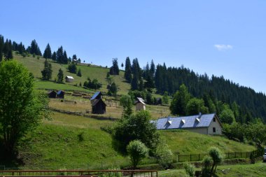 Yazın dağlarda köy.
