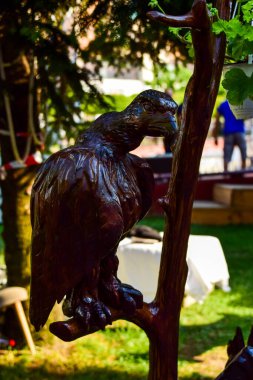 Şehir parkında bir aslan heykeli