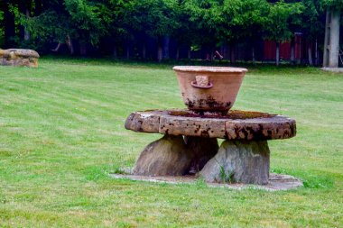 Bahçedeki eski ahşap bank