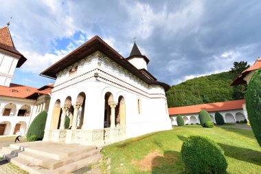 12. yüzyılın Aziz Michael Manastırı. Cesky Krumlov 'un eski köyü. Cumhuriyet.