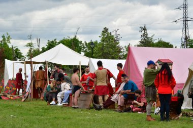 Moskova, Rusya - 13 Haziran, 2019: Moskova 'daki tarihsel kültürün yeniden inşası.