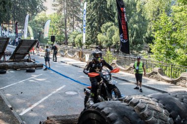 Odessa, Ukrayna - 21 Ağustos, 21: motosiklet, motosikletli ekstrem bisiklet.