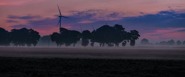 温德尔姆 日出时分田野里的风车 — 图库照片