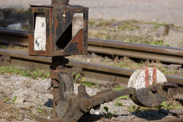 Manual Railway Swith Antiga Infra Estrutura Ligação Ferroviária Clássica — Fotografia de Stock