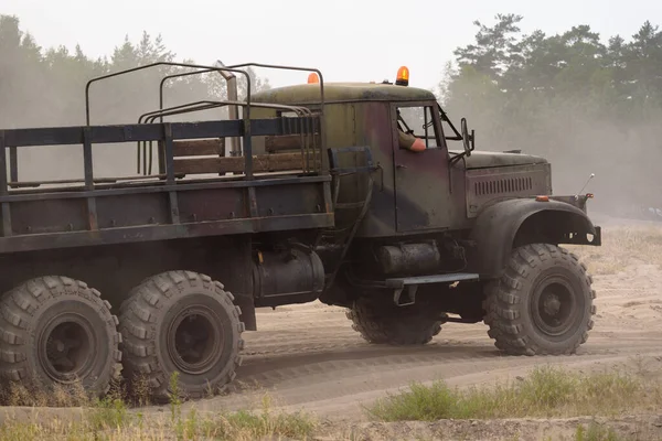Military Truck Old Russian Vehicle Shows Military Enthusiasts — Stock Photo, Image