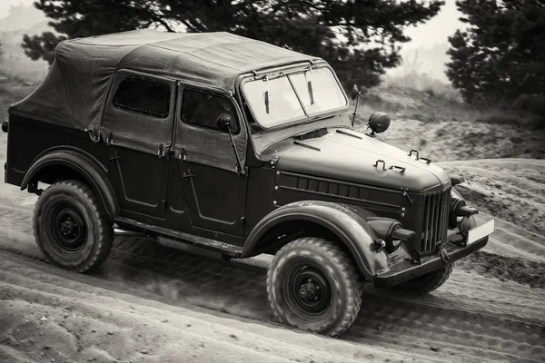 Old Military Car Russian All Terrain Vehicle Dirt Road — Foto Stock