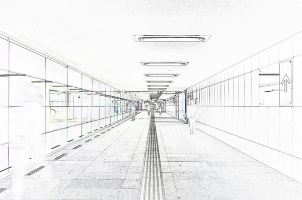 Underpass Люди Идут Современному Подземному Переходу — стоковое фото