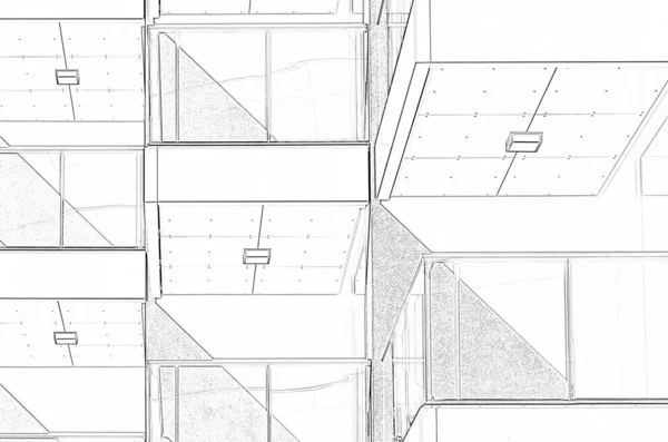 Graphik Grundriss Einer Modernen Gebäudestruktur — Stockfoto