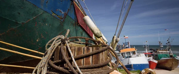 Puerto Pesca Antiguos Dispositivos Clásicos Barcos Pesca — Foto de Stock