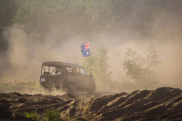 Road Car Flagga Nationella Färger Commonwealth Australia Ett Fordon Militär — Stockfoto