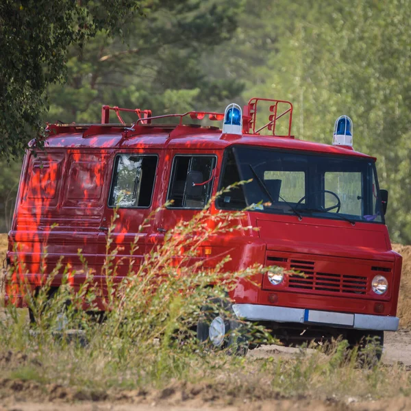 Departamento Fogo Veículo Polaco Salvamento Combate Incêndios Exposições Campo — Fotografia de Stock