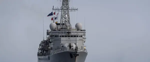 Varování Moderní Francouzská Námořní Fregata Pluje Moři — Stock fotografie