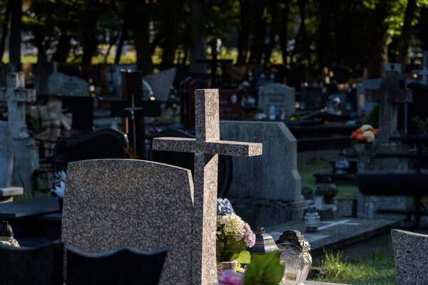 CEMETERY - Tombstones at burial site of the dead
