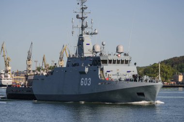 GDYNIA, POMERANYA REJON - POLAND - 30 Mayıs 2023: Polonya maden işçisi denize açılır