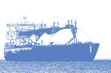 LNG TANKER - The beautiful red ship flows to gas terminal unloading quay clipart