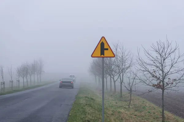 MISTY WEATHER - Road sign on a local road
