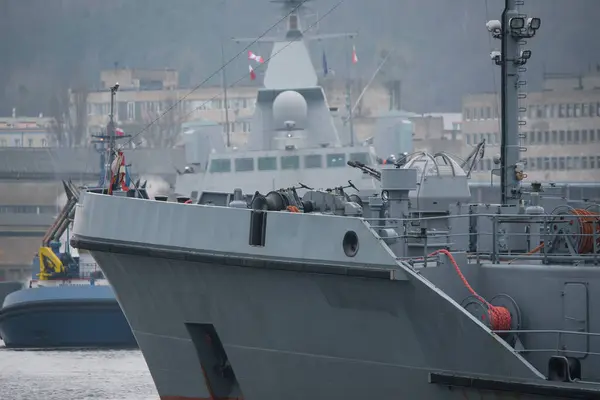 stock image WARSHIP - Defensive armament on deck