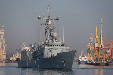 GDYNIA, POMERANYA REJON - POLAND - ORP KOSCIUSZKO - Polonya Donanması deniz limanındaki Oliver Hazard Perry sınıfı güdümlü füze fırkateyni