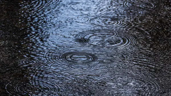 Yağmur - Nehir yüzeyine yağmur damlaları düşer 