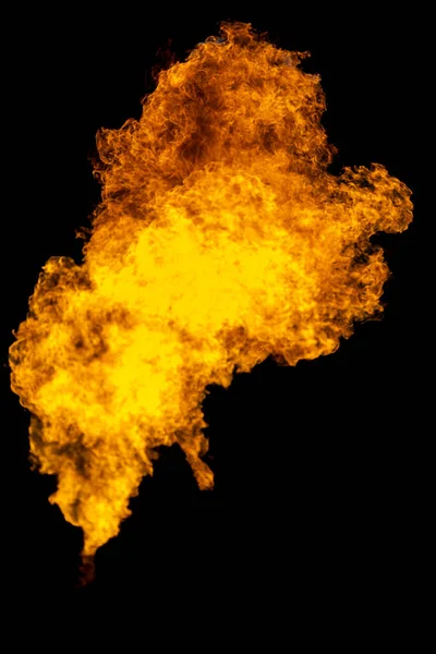 Ενέργεια Φωτιάς Που Καίει Από Αέριο Απομονωμένο Μαύρο Απομονωμένο Φόντο — Φωτογραφία Αρχείου