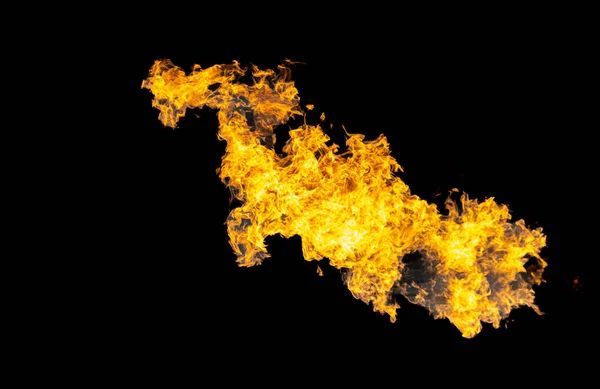 在隔离的黑色背景下从气体中燃烧的篝火能量 — 图库照片