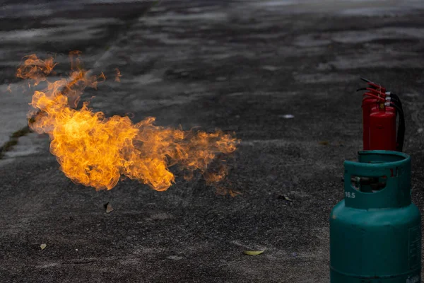 stock image Basic Fire Fighting and practice of the emergency procedures to be used in case of fire.