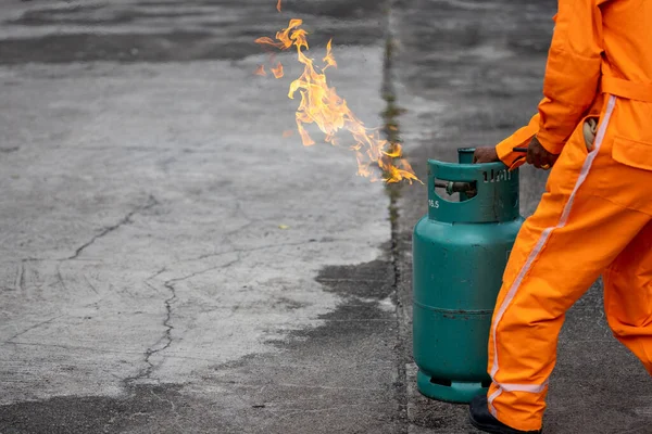 stock image Basic Fire Fighting and practice of the emergency procedures to be used in case of fire.