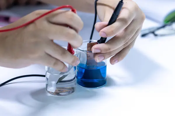 stock image Process of Liquid soap making and Liquid soap testing in the laboratory.