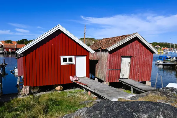 Red Traditional Scandinavian Houses Main Town Koster Islands Sweden Stock Image