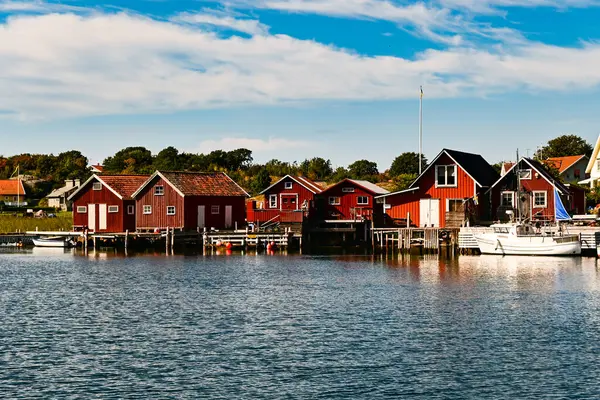 Red Traditional Scandinavian Houses Main Town Koster Islands Sweden Stock Picture