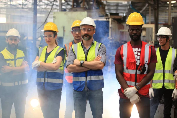engineer team standing at industry