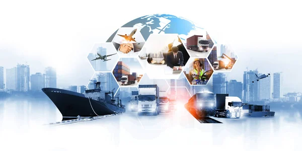 Business World Logistic Network Distribution Transportation Industry Shipping Business Container — Foto Stock