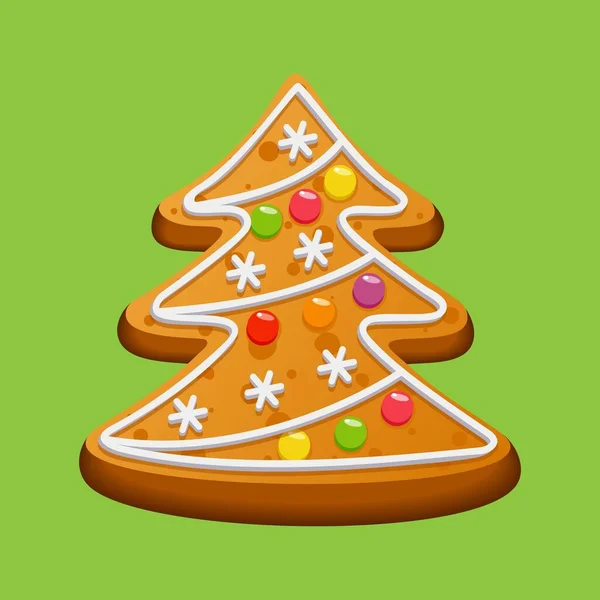 Arbre Noël Forme Pain Épice Biscuits Sucrés Noël Faits Maison — Image vectorielle