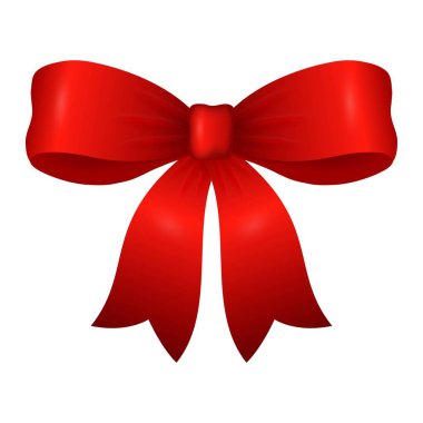 Tatil dekorasyonu için gerçekçi saten kırmızı fiyonk. Kırmızı kurdele. Vektör illüstrasyonu.