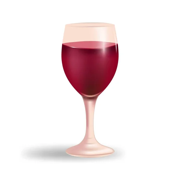 Elegante Bicchiere Vino Riempito Con Vino Rosso Uno Sfondo Bianco — Vettoriale Stock