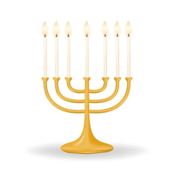 Menorah Διαθέτει Επτά Κεριά Καθαρό Λευκό Φόντο Φωτίστε Γιορτή Σας — Διανυσματικό Αρχείο