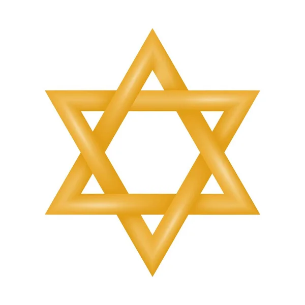Estrella Dorada David Seis Puntas Símbolo Identidad Judía Judaísmo Ilustración — Archivo Imágenes Vectoriales
