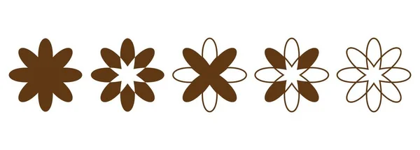 Conjunto Formas Geométricas Florais Radiais Ícones Florais Para Logotipo Tatuagem — Vetor de Stock