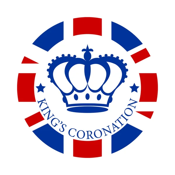 Coroa Real Estilo Plano Fundo Bandeira Britânica Redonda Com Texto —  Vetores de Stock