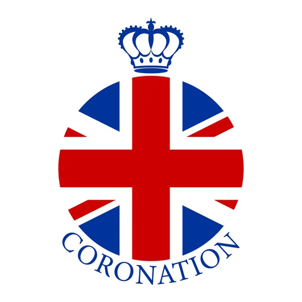 Tarjeta Felicitación Honor Coronación Del Rey Inglaterra Con Bandera Corona — Vector de stock