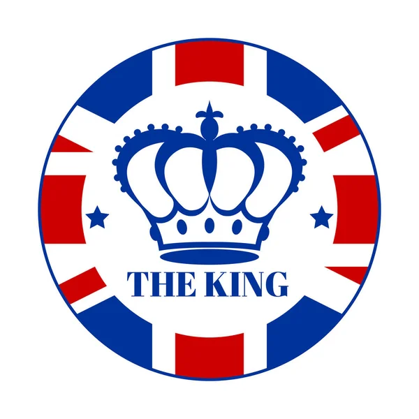 Emblema Redondo Gravado Com Bandeira Britânica Uma Coroa Real Palavra —  Vetores de Stock