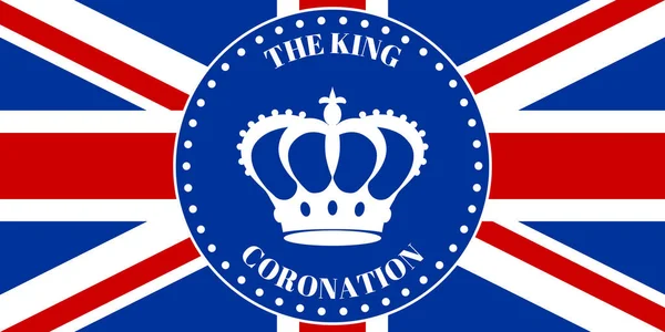 Insignia Con Contorno Corona Fondo Bandera Británica Antecedentes Honor Coronación — Vector de stock