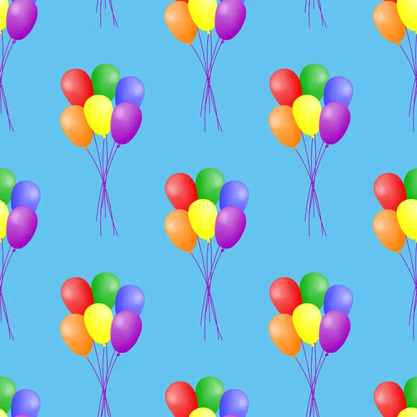 Nahtloses Muster Mit Bunten Luftballons Die Auf Blauem Hintergrund Schweben — Stockvektor