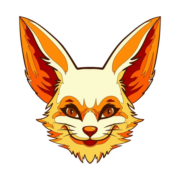 Ładny Kaganiec Fennec Fox Portret Pomarańczowego Lisa Fennec Głowa Zwierzęcia — Wektor stockowy