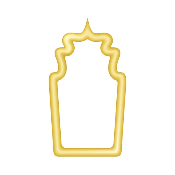 Oriental Gold Frame Golden Outline Islamic Window Vector Illustration — Stock Vector